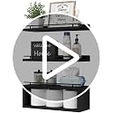 Floating Shelves with Cube Shelf and Metal Rail for Wall Storage Black