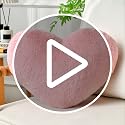Pink Heart Throw Pillow - 13 x 10 Inch Soft Faux Rabbit Fur Decorative Pillow