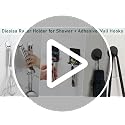 4-Pack Stainless Steel Adhesive Shower Razor Holder and Wall Hooks, Black