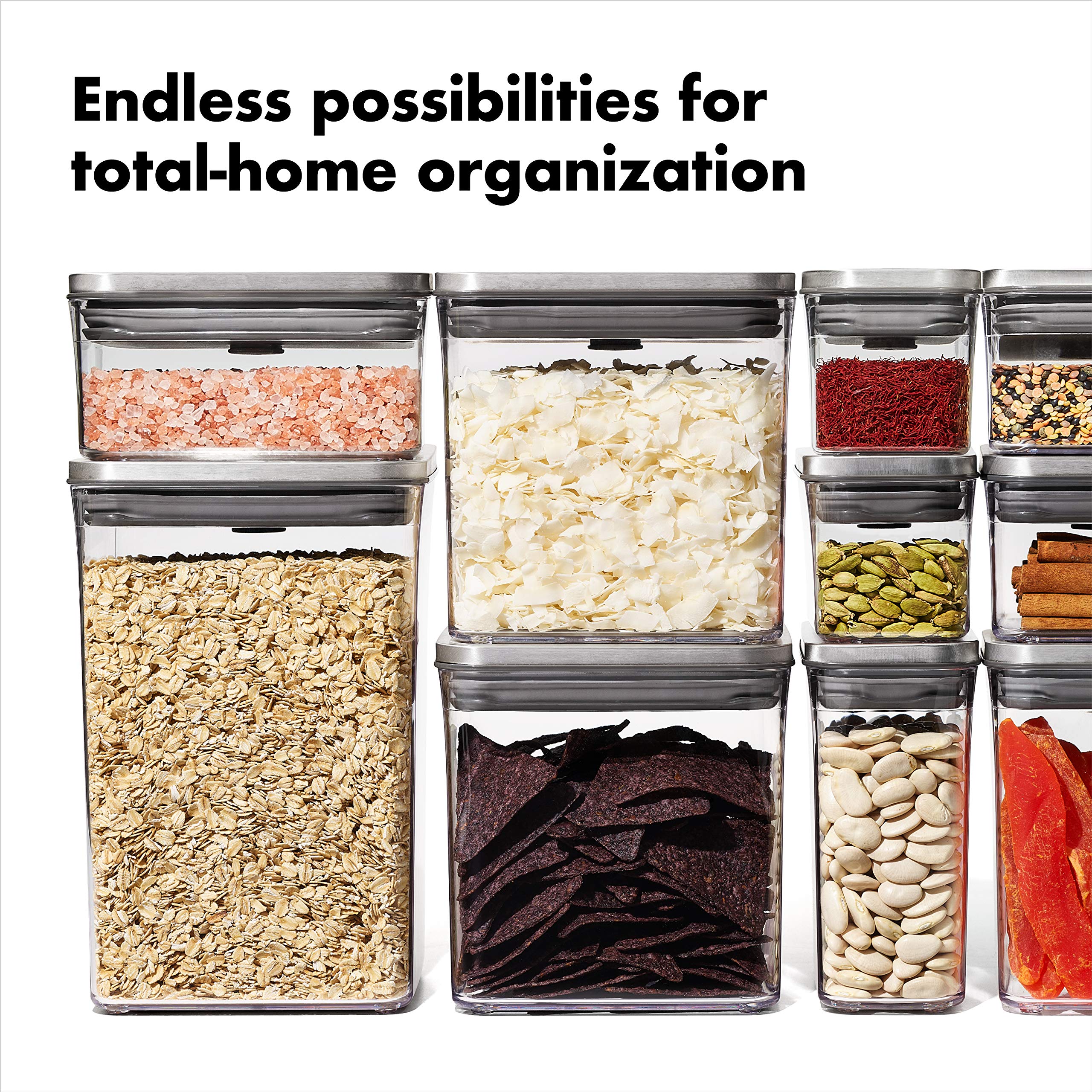 OXO Steel POP Container Big Medium Square - 4.4 Qt for Flour, Sugar and More,Grey