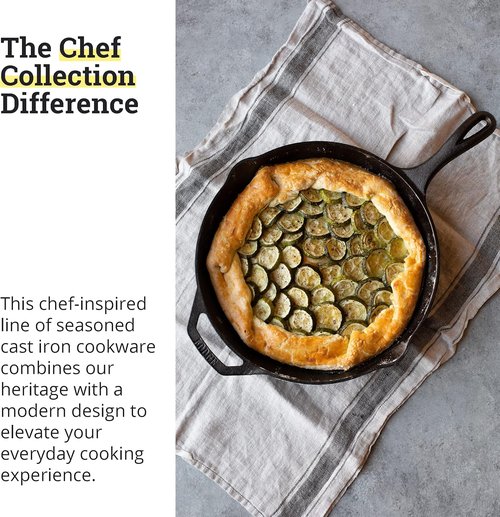 Lodge 12" Cast Iron Skillet - Chef Collection - Ergonomic Handles for Perfect Searing & Heat Retention