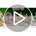 Layhit Vivid 83-Piece Disposable Tea Party Set with 3-Tier Cake Stand for Women Girls Birthday Baby Shower Bridal Shower Pink Floral