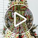 Large Green & Red Dot Christmas Tree Topper Bow, Wired Ribbon (45" x 13")