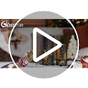 Glasseam Christmas 2-Pc Black Candle Holders Set for Pillar Candles with Moose Forest Pattern (Variation: Christmas)