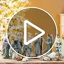 12-Piece Nativity Scene Set - 10-Inch Hand-Painted Blue Resin Figurines