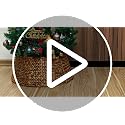 Woven Rattan Christmas Tree Collar - 42 Inch Rustic Tree Ring, Brown Wash