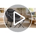 Lazy Reading Chair with Foldable Ottoman and Side Pocket, Dark Grey