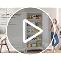 75" Tall Kitchen Pantry Cabinet - White Metal Farmhouse Storage Cupboard