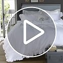 White Ruffled Duvet Cover Set, 3-Piece Queen Washed Cotton Bedding