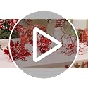 Alecono Red Candy Cane Poinsettia Picks 6 Pack - Artificial Christmas Flowers