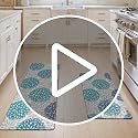2-Piece Teal Anti-Fatigue Kitchen Mat Set, Cushioned Waterproof Floor Rugs