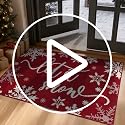 Christmas Hallway Runner Rug 2x6 ft Washable Red Xmas Kitchen Mat - Non-Slip, Durable