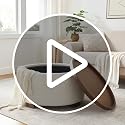 30-Inch Round Boucle Storage Ottoman with Lift-Off Lid - Beige