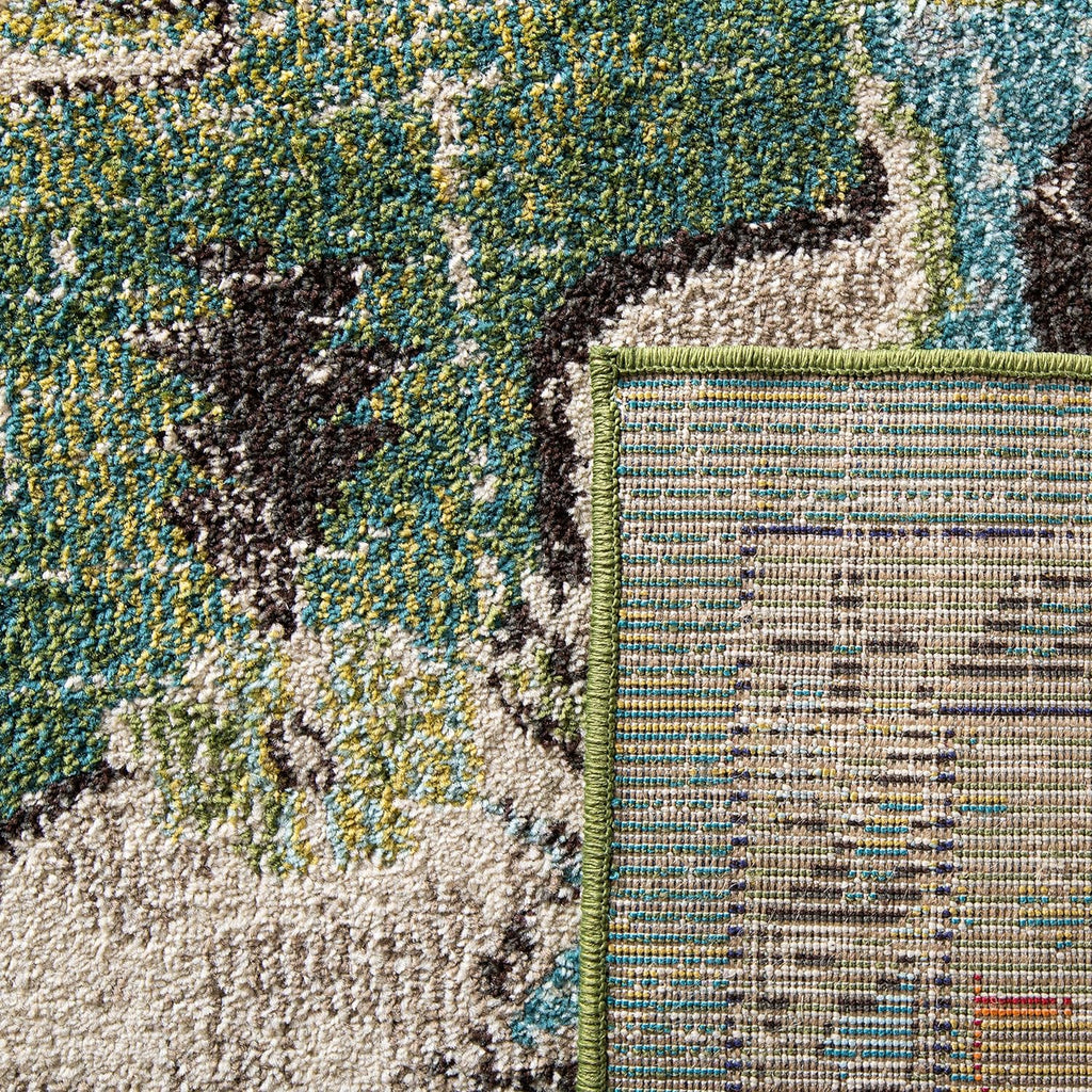 SAFAVIEH Monaco Collection Area Rug - 8' x 10', Forest Green & Light Blue, Boho Medallion Design | Non-Shedding & Easy Care for High Traffic Areas