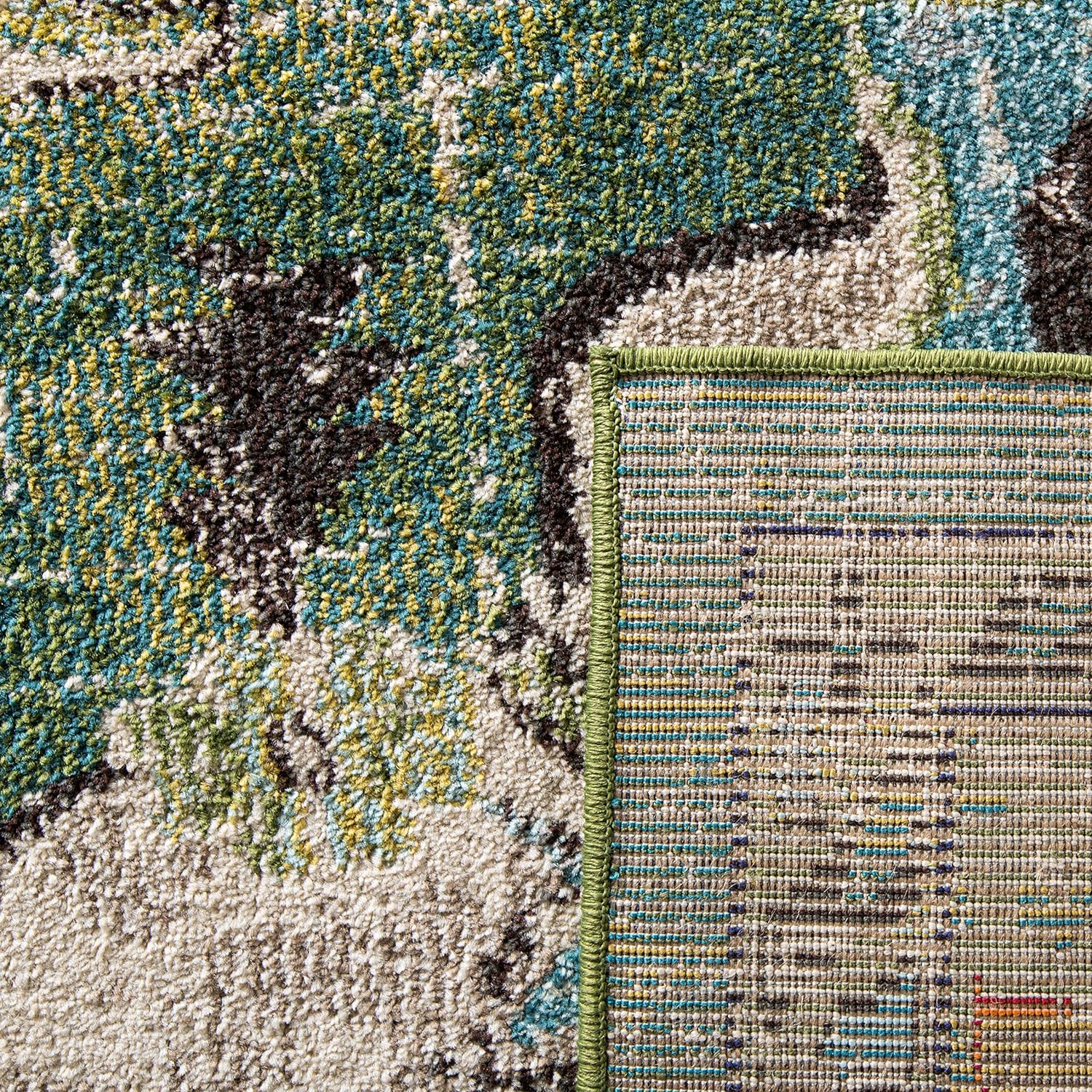 SAFAVIEH Monaco Collection Area Rug - 8' x 10', Forest Green & Light Blue, Boho Medallion Design | Non-Shedding & Easy Care for High Traffic Areas
