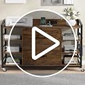 44-Inch Rolling File Cabinet with Lock, Power Strip, and Storage Shelves