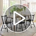 Set of 4 Farmhouse Spindle Back Dining Chairs - Solid Wood Windsor Chairs