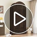 71" Arched Wooden Wardrobe Armoire with Mirror, Drawers, and Hanging Rod