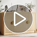 55" Fluted Buffet Sideboard Cabinet with Adjustable Shelves, Walnut