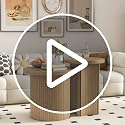 Round Nesting Coffee Table Set of 2, Rustic Wood Finish Stackable Side Tables