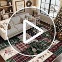 AtawLege 6' x 9' Christmas Area Rug - Red & Green Patchwork w/ Snowflake & Pine