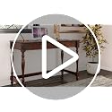 Vintage Wood Writing Desk and Button-Tufted Stool Set with 2 Drawers