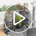 Stainless Steel Kitchen Sink Caddy Sponge Holder with Self-Draining Tray