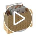 Tall Narrow Magazine Holder, Handwoven Scalloped Paper Rope Basket